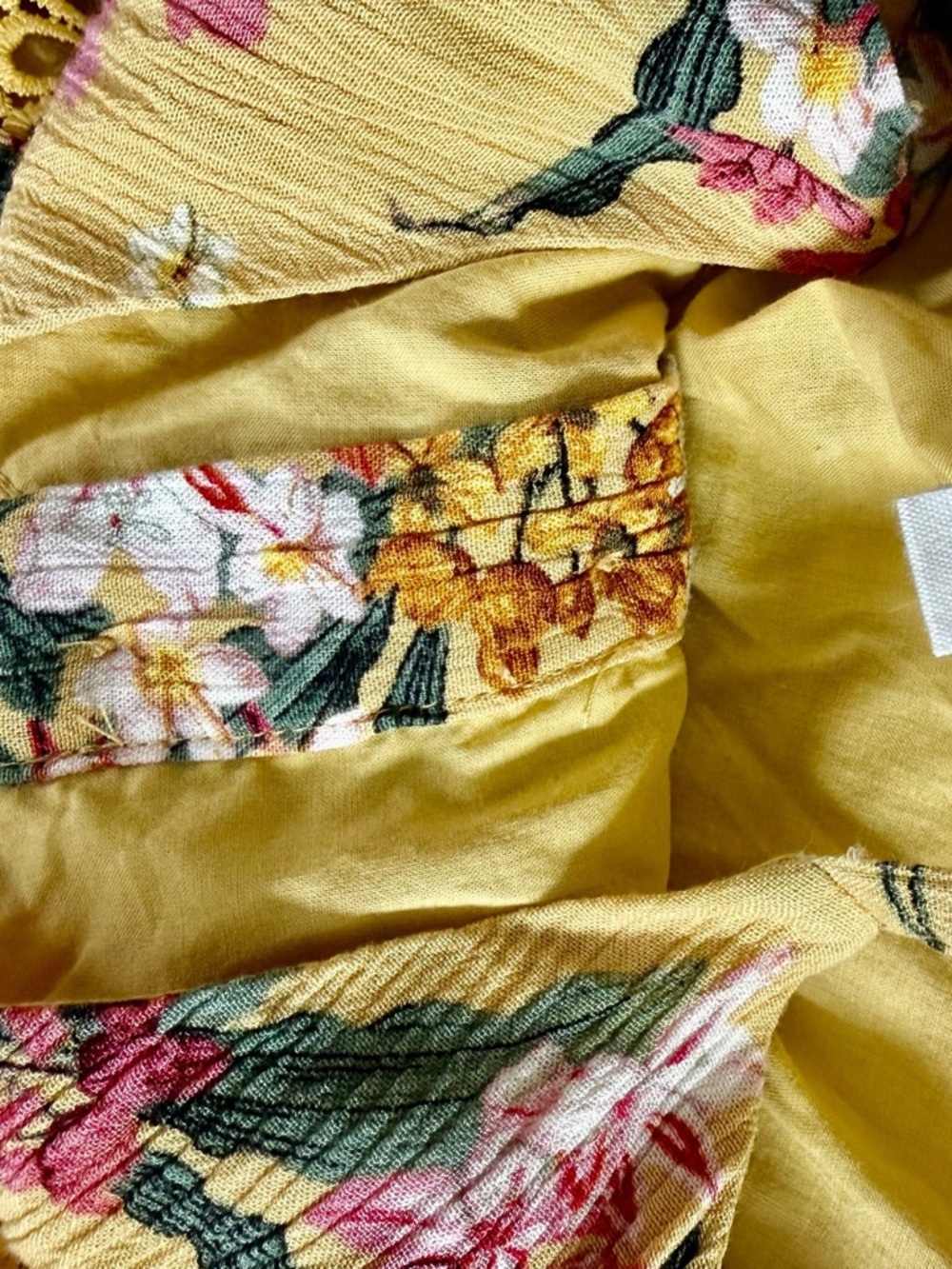 Lily Yellow Floral Maxi Dress with Lace Waistband - Picture 6 of 6